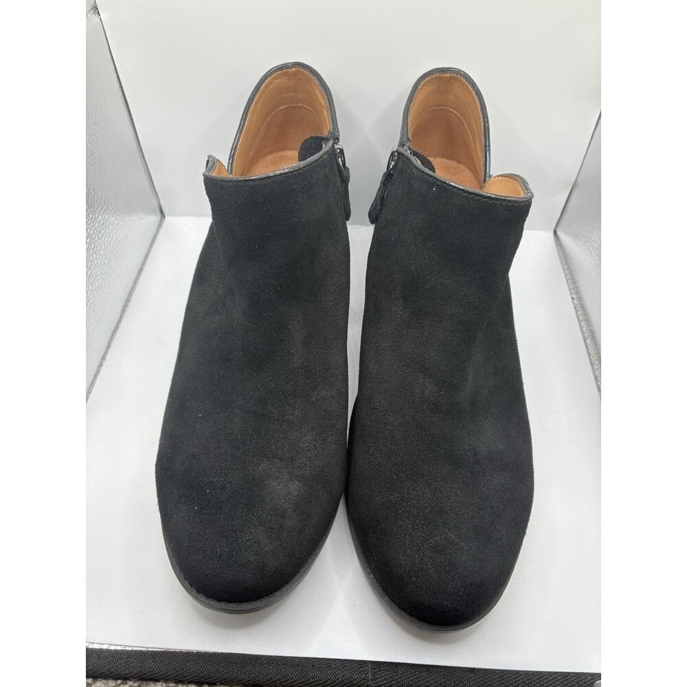 Vionic 10 Wide Marissa Black Suede Ankle Boots Croc Embossed Arch Support Boho - Picture 3 of 6